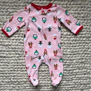 Carter’s Pink Christmas Fleece Footie PJs